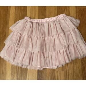Mini Boden Tiered Ruffle Tulle Skirt Girls Size 9-10 Light Pink‎ Ballerina Party